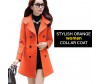 Stylish Orange Women Collar Coat